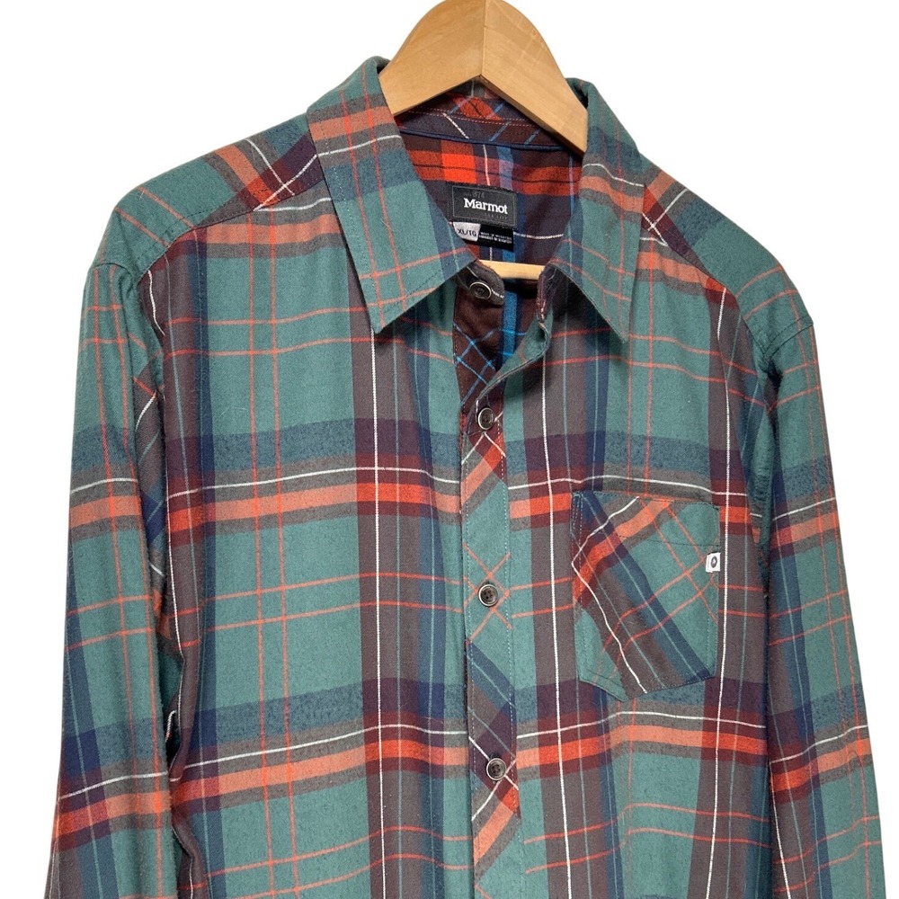 Marmot Anderson Lightweight Flannel Button Down‎ Shirt Green Size XL Retail: $75